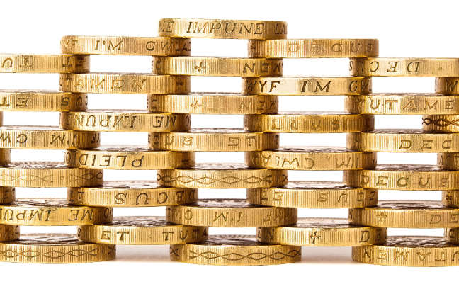 Pile of pound sterling coins