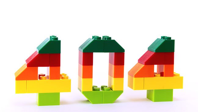 Lego bricks spelling 404